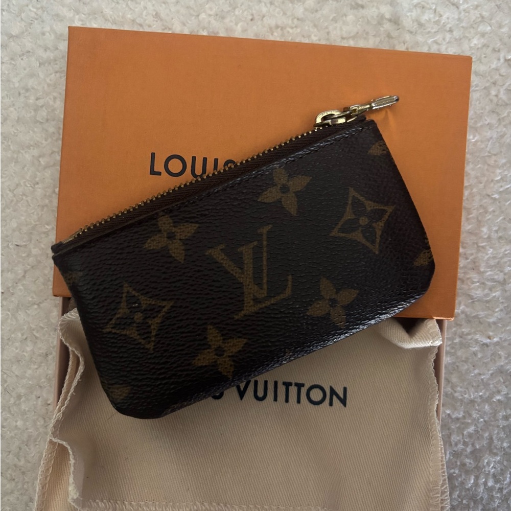 Louis Vuitton Brown Monogram Pouch with Gold Zipper